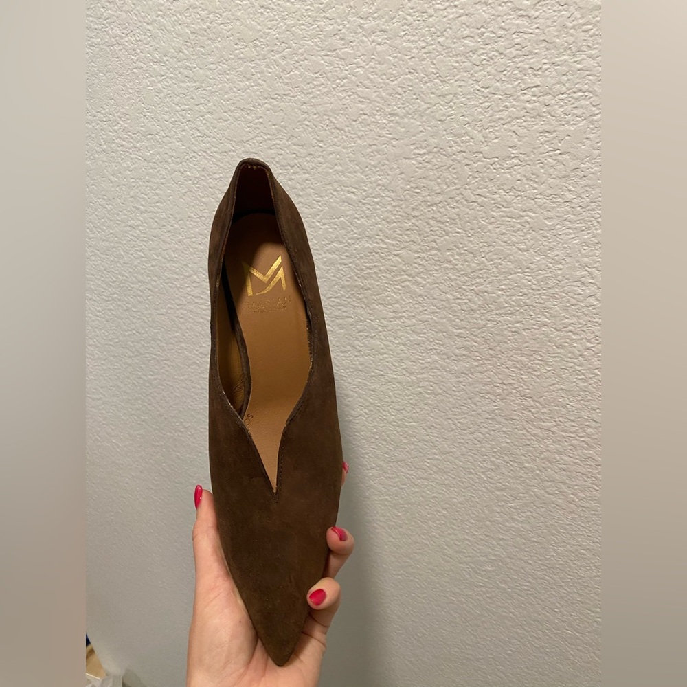 ‘Marian’ Elegant Brown Leather Suede Block Heel Pumps IT41 NWB - Picture 3 of 5